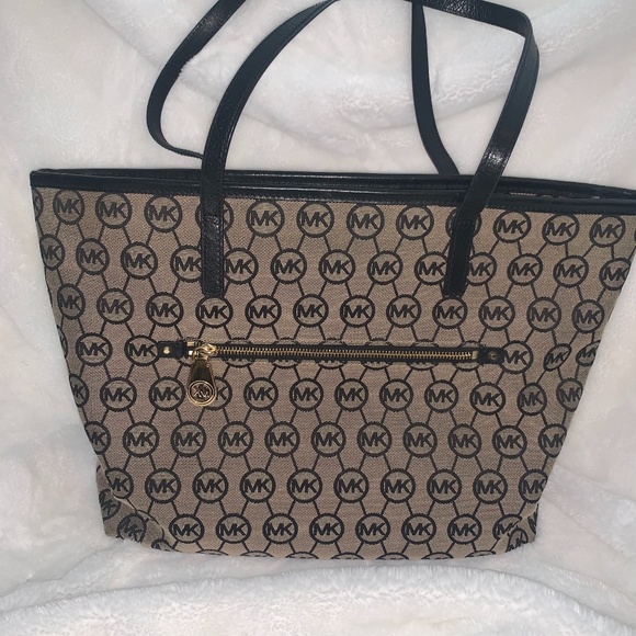 Black, Tan and Gold Michael Kors Tote - Picture 1 of 3